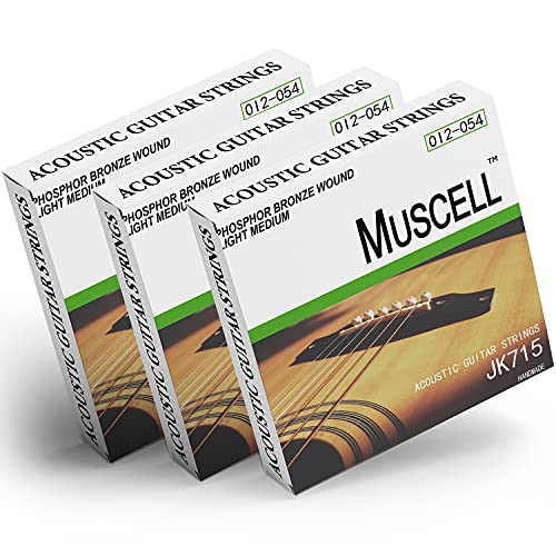 MUSCELL JK715 Lot de 3 paquets de 6 cordes pour guitare acoustique Bronze phosphoreux Taille moyenne - Les Beatles, Paul McCartney, John Lennon, RIngo Starr, George Harrison MUSCELL JK715 Lot de 3 paquets de 6 cordes pour guitare acoustique Bronze phosphoreux Taille moyenne