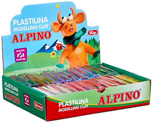 Alpino DP000915 - Espositore di plastilina con 24 pezzi da 50 g, colori assortiti