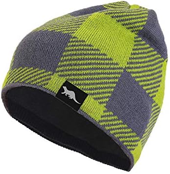 100% Waterproof, Windproof, Breathable - Beanie Hat Suitable for All Activities in All Weather Conditions Hat (Green-Grey)