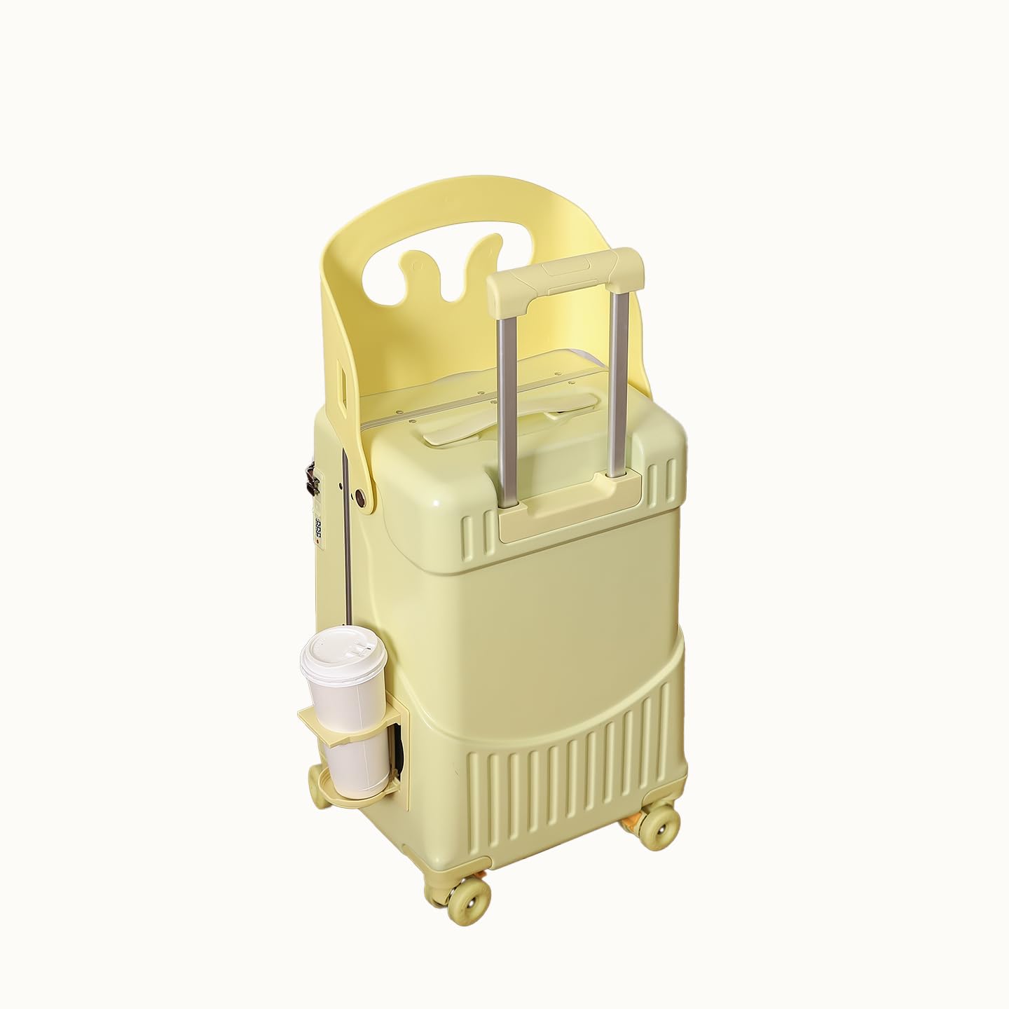 CELIMS - Valise Cabine avec Siège Enfant PopSeat | 55x35x25 | roulettes Ultra Résistantes avec Frein | Porte Gobelet | Cadenas (Jaune)