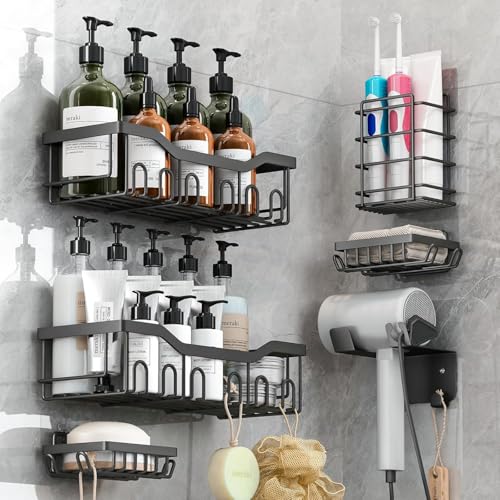 Opiniones y reviews de Bano - solo los mejores. 44 COOSPORT 6 Juegos De Estantes de Ducha de Baño, Organizador Baño sin Taladro Organizador Ducha De Esquina con Gancho, Estanteria Aluminio Espacial, Estantes de Regadera,Cocina...