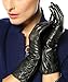 Warmen Women's Lambskin Leather Plush Lined Long Winter Gloves Sleeves (L, Black (Touchscreen Feature))