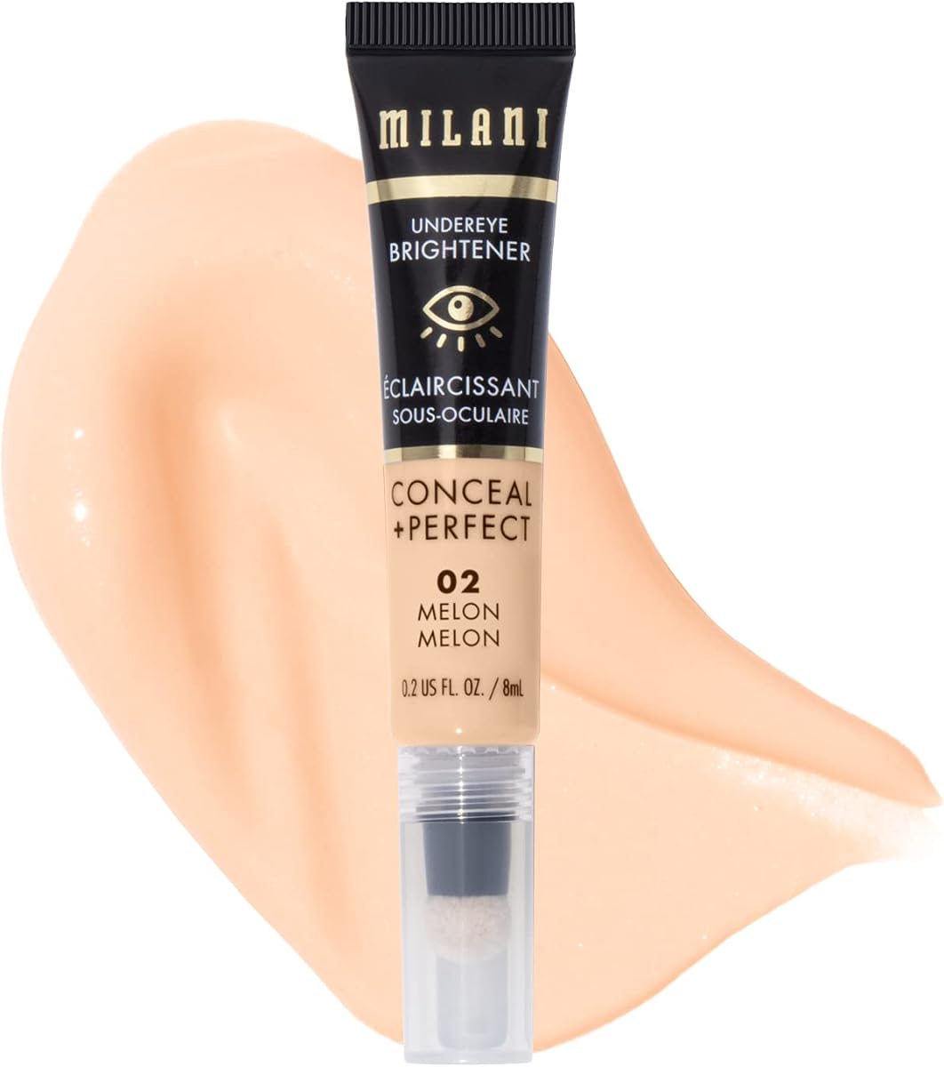 Milani Conceal + Perfect Liquid Undereye Brightener - Melón | Corrector de ojeras diseñado para hidratar e iluminar debajo de los ojos. Libre de crueldad animal, vegano, fabricado en EE. UU.