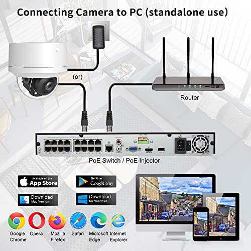 Vonihome 5Mp Poe Pan Tilt Network Security Camera, 2.8Mm Lens, Pan 0~355° Tilt 0~90°, Mic. Audio In, Waterproof, 80Ft Ir, 2.5'' Ip Dome Camera, Compatible With Third-Party Nvr And Software #TOP5