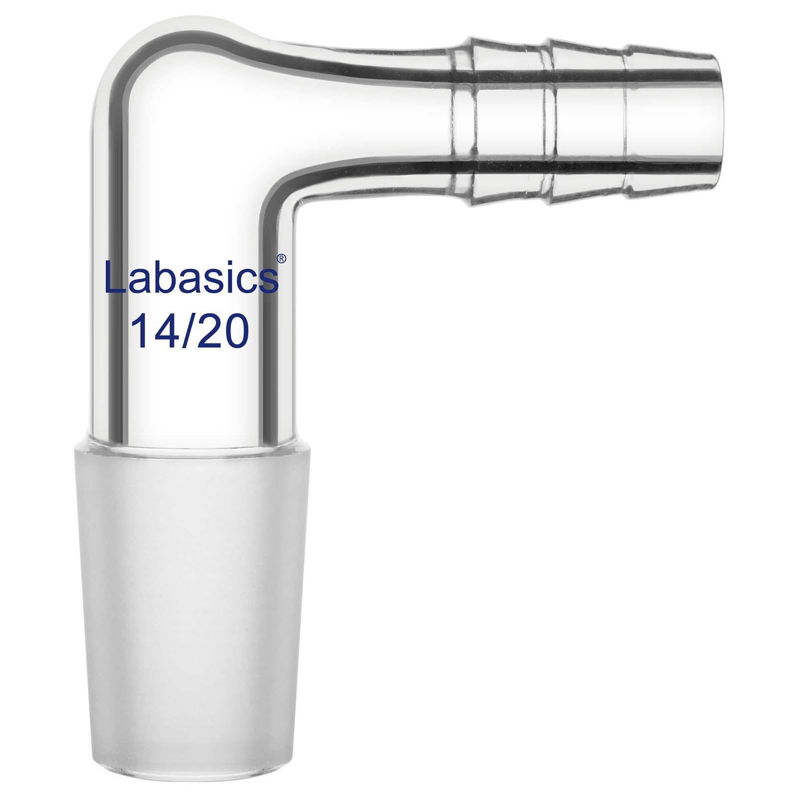 Labasics Adaptador de Vacío de Vidrio de 90 Grados, Junta Interior 14/20, Manguera para Laboratorio