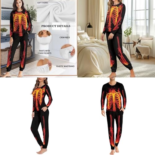 Matching Halloween Pajamas for Family Halloween Pj Top and Bottom Sleepwear with Pet Bandana Jammies with Pockets2