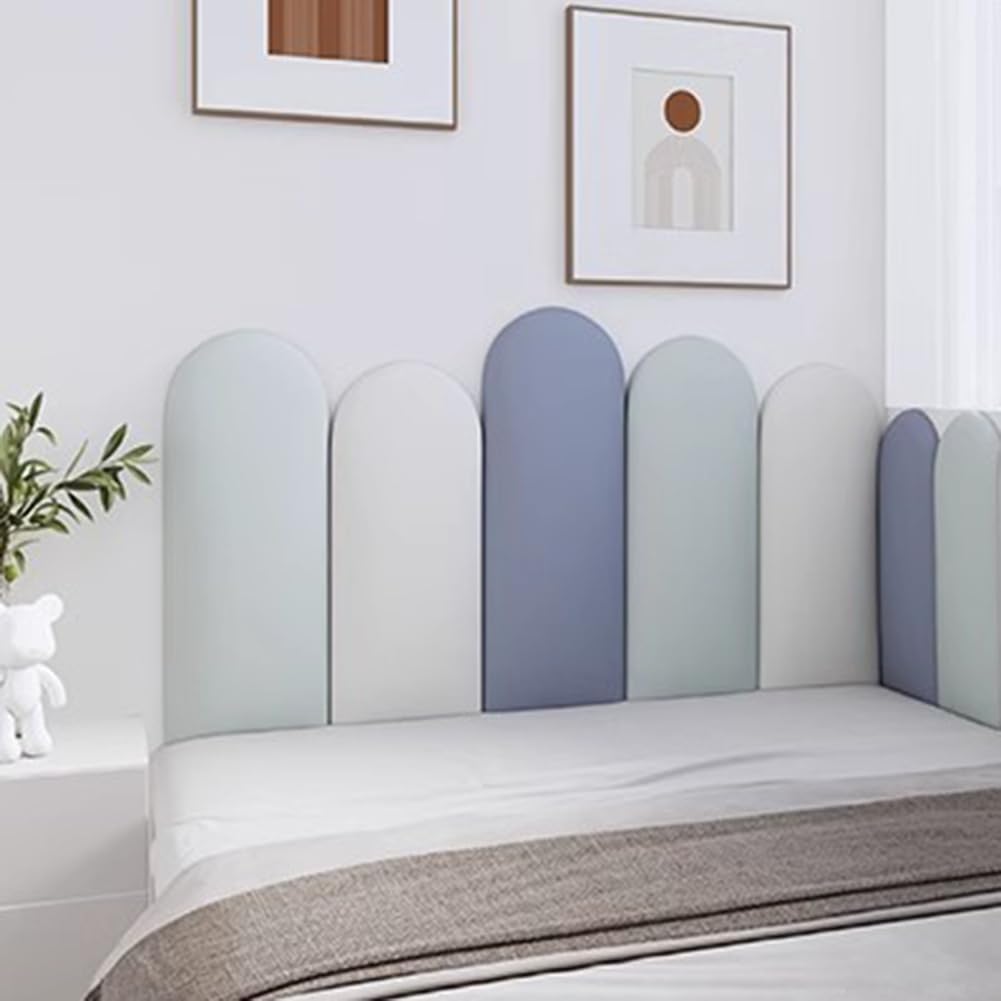 MESOVFCA 3D Upholstered Wall Panels, Peel and Stick Headboard for Kids, Anti-Collision Bed Backsplash Panels