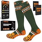 Chaussettes Chauffantes Homme Femme avec Télécommande APP Chauffe-Pieds,8000mAh Rechargeables Chaussettes Chaudes Electriques,Chauffage à 360° pour Ski Camping Cyclisme(Vert Foncé Jaune)