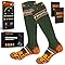 Chaussettes Chauffantes Homme Femme avec Télécommande APP Chauffe-Pieds,8000mAh Rechargeables Chaussettes Chaudes Electriques,Chauffage à 360° pour Ski Camping Cyclisme(Vert Foncé Jaune)