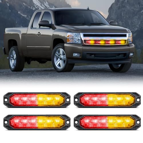 Image of Nilight 6LED Emergency Strobe Lights 4PCS Ultra slim Surface Mount Hazard Caution Light bar 12-24V Sync Feature Warning Flashing Light kit for Truck Car Vehicle ATV SUV UTV Red and Yellow