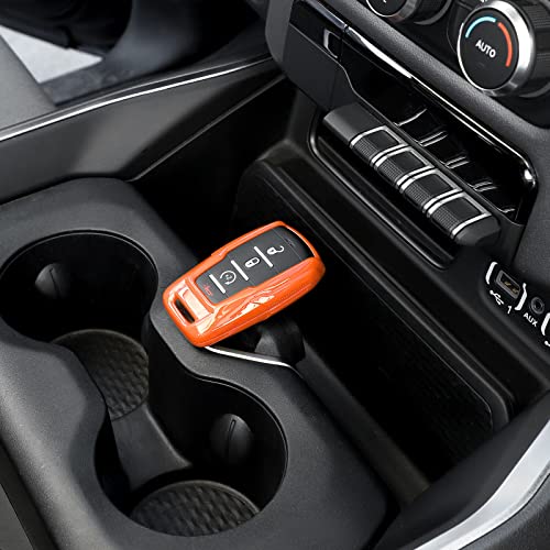 Image of RAZPOY for RAM Key Fob Cover, ABS Key Case Cover Holder Protector Compatible with for 2018-2023 Dodge RAM 1500 2500 3500, Orange
