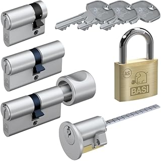 BASI | AS Schließzylinder | gleichschließend und frei kombinierbar | Viele Längen verfügbar | Profilzylinder für Haus und Wohnung | Doppelzylinder A:30 mm B:70 mm