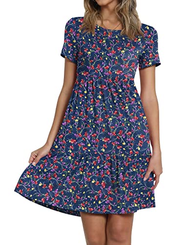 Image of TAOHUADAO 2026 Summer Dresses for Women Short Sleeve Ruffle Casual Sundress with Pockets