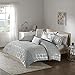 Intelligent Design - ID10-1245 Raina Comforter Set Metallic Print Geometric Design, Modern Trendy All Season Bedding Set, Matching Sham, Decorative Pillow, Grey/Silver, King/Cal King, 5 Piece