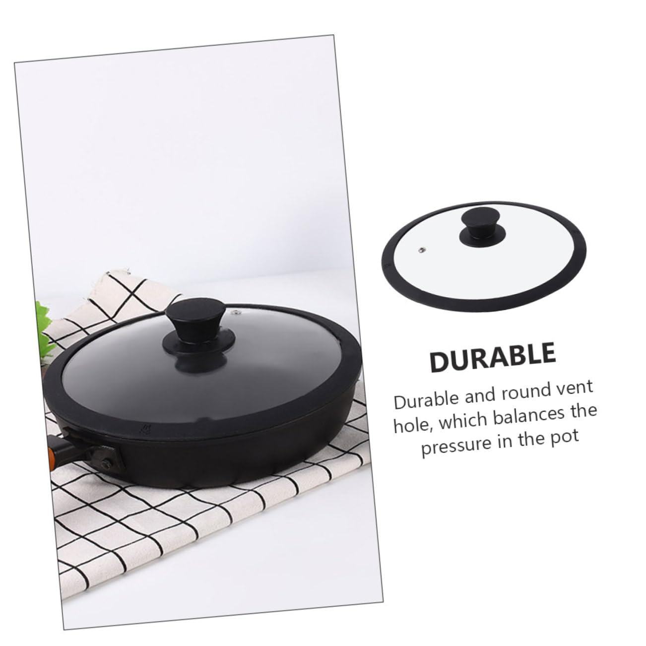 1pièce Couvercle Verre Trempé Avec Bord Silicone Noir Couvercle De Casserole Résistant Chaleur Et Ergonomique Pour Conserver Nutriments Et Saveurs