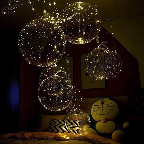 Party Led Balloons, 12 Pack Light Up Balloon Cell Battery 3 Meters String Lights Inflated Size 22 Inches Clear Balloon, for Birthday Party Wedding Decorations (Warm White)