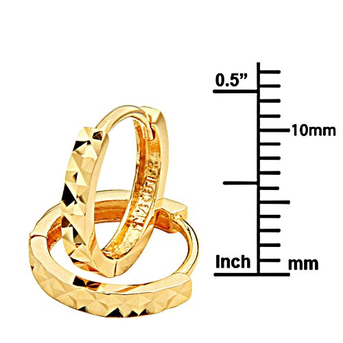 14k Yellow Gold 2mm Thickness Multifaceted Huggies Earrings (11 x 11 mm)2