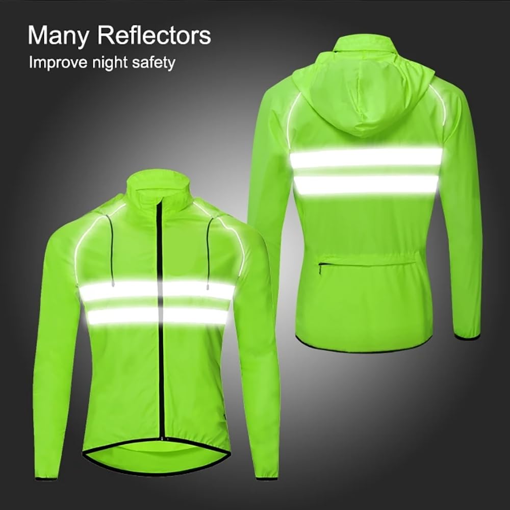 Chaqueta De Ciclismo Para Hombre Y Mujer Impermeable Ligera, Transpirable Para Correr Al Aire Libre De Alta Visibilidad. Chaqueta Deportiva Para MTB Running Y Senderismo,black-L