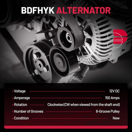 Image of BDFHYK Alternator 11686 Compatible with Azera /Santa Fe /Santa Fe XL 2012-2019 3.3L V6,Compatible with Kia Cadenza /K900 /Sedona /Sorento 2011-2012 2014-2018 3.3L 3.5L 3.8L V6, Replace 104210-1800 | For Hyundai Azera 3.3L V6 2012-2017, Santa Fe XL 3.3L V6 2013-2019 12V 150A 6-Groove Pulley CW, OE 104210-1800, 1042102870