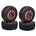 KingVal 4PCS Replacement Durable RC Tyre Wheel Ã¸110 x 45mm Hex Joint 12mm Compatible with 1/10 Traxxas Slash HPI Redcat HSP ZD Racing Short Course Truck (Red)
