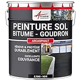 ARCANE INDUSTRIES Peinture Bitume, Goudron, Asphalte, Macadam, béton, enrobé : Arcasphalt - 3.75 kg (Jusqu a 7.5 m² en 2 Couches) Noir