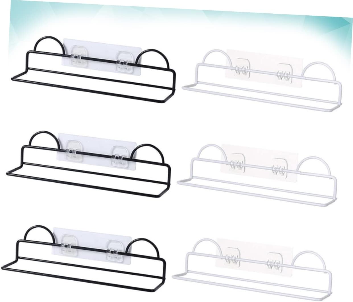 6pcs Wall-hanging Slipper Rack for Bathroom Monolayer Shoes Organizer Space-saving Household Holder Suitable for Smooth Surfaces Black White