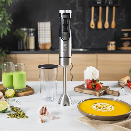 Miniatura 2 de Ufesa Jupiter Batidora de Mano 1500W, Control de Velocidad Variable, Pantalla LCD, Función Turbo, 4 Cuchillas de Alta Eficiencia, Acero Inoxidable, Diseño Antisalpicaduras, Vaso Medidor 600 ml