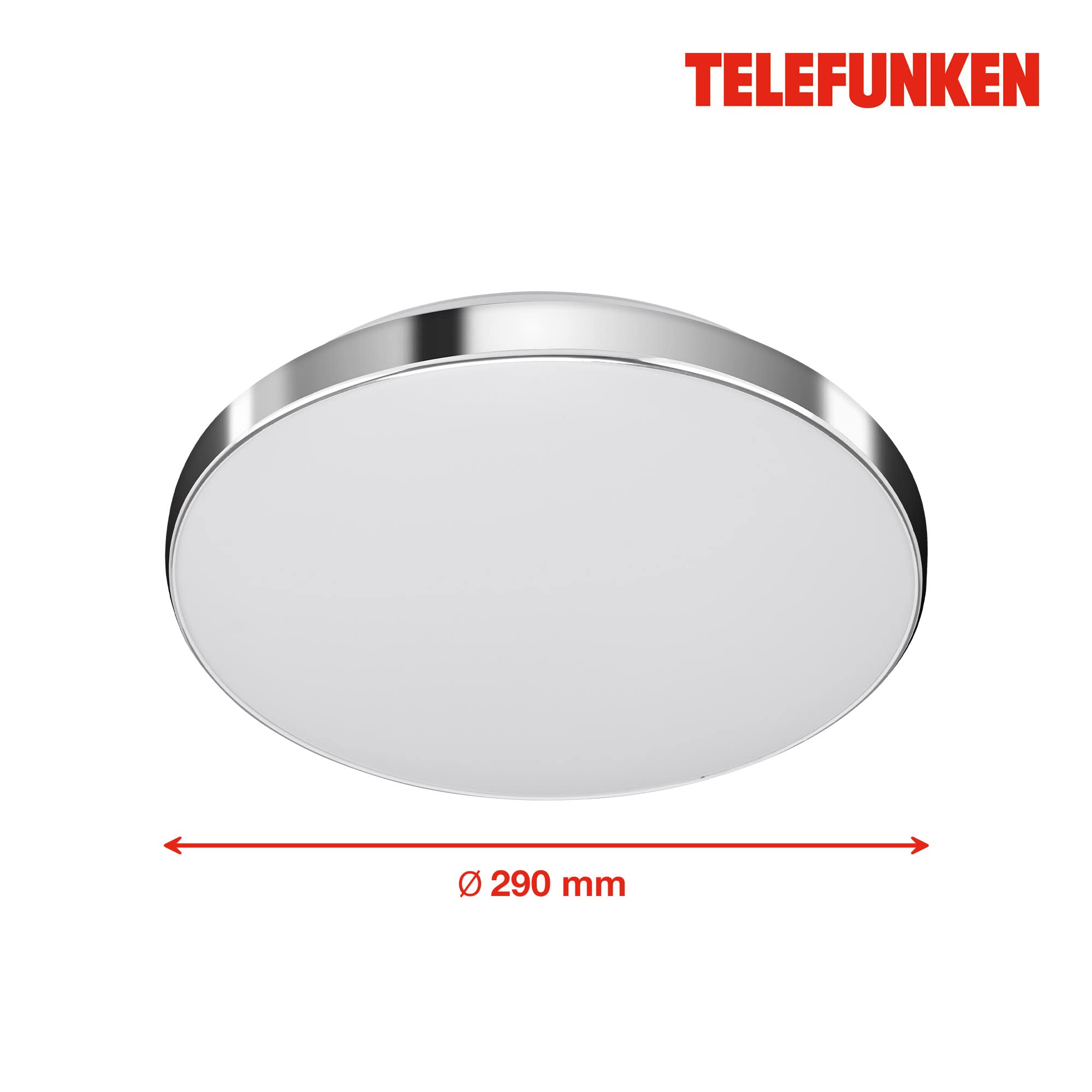 Telefunken - Lampa sufitowa LED, z czujnikiem ruchu, lampa sufitowa z czujnikiem światła dziennego, neutralna biała barwa światła, funkcja światła ciągłego, 16 W, 1500 lumenów, biała/chrom, Ø 29 cm