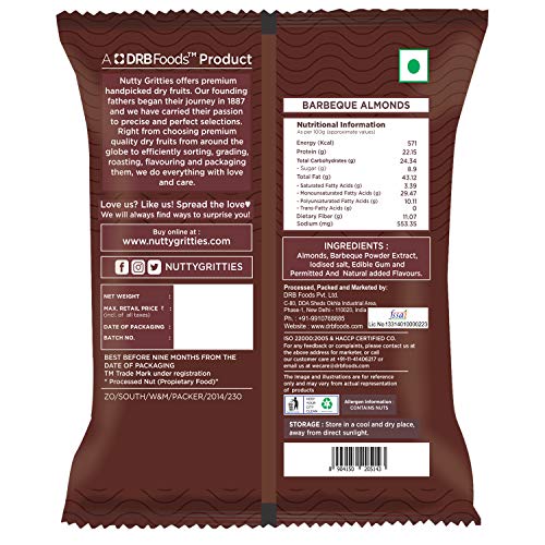 Image of Nutty Gritties Barbeque Almonds (Snack Pack of 30-630g)