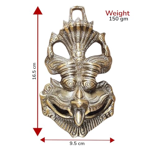 Image of KridayKraft Metal Nazar Battu with Naag Ganesha for Evil Eye Protection and Nazar Suraksha (Bad Eye), Suraksha Kawach Mask (Grey,11 x 11.4 cm)
