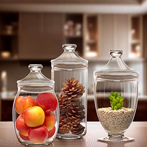 Amazing Abby - Adore - Acrylic Apothecary Jars (3-Piece Set), Plastic Jars With Lids, Bathroom Canisters, Vanity Organizers, Candy Buffet, Wedding Display, Bpa-Free And Shatter-Proof #TOP2