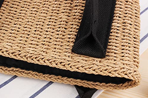 Bolso casual de paja natural para mujer miniatura 6