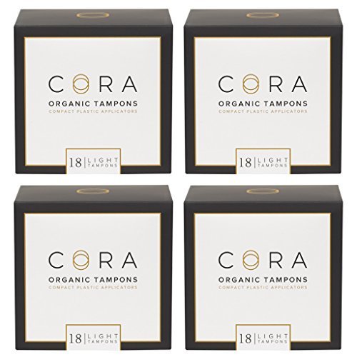 Cora Organic Cotton Tampons with BPA-Free Plastic Compact Applicator; Chlorine & Toxin Free
