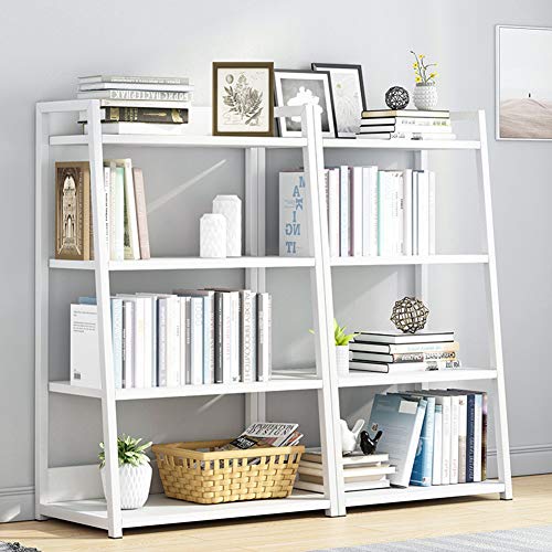 Image of IOTXY 4 Tier Ladder Shelf Bookcase, 19.7 inch x 11.8 inch x 38 inch in, White