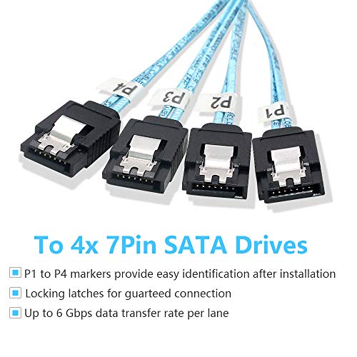 Oikwan Internal Mini Sas To Sata Cable, 36 Pin Sff 8087 Host/Controller To 7 Pin 4 Sata Target/Backplane, Compatible With Perc H310, Raid Controller(1M / 3.3Ft) #TOP1