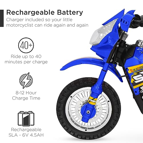 Image of Best Choice Products Kids 6V Ride On Motorcycle w /Treaded Tires, Working Headlights, 2mph Top Speed, Training Wheels, Realistic Sounds, Music, Battery Charger - Blue