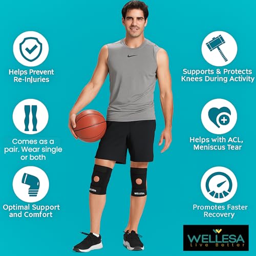 Image of Knee cap for pain relief (Pair) | Adjustable Knee Support Open Patella | Knee Support for Men and Women | Knee Cap | Knee Brace Guard Cap | Good support for Joint Pain | Neoprene | Free size
