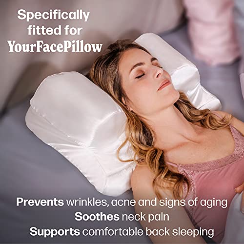 Yourfacepillow Satin Pillowcase - Compatible With The Yourfacepillow Beauty Pillow - Soft & Cool Satin Pillowcase With Hidden Zipper - Beauty Pillow Sold Separately (Set Of 1, White) #TOP3