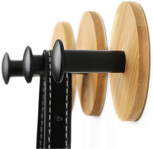 Miniatura 6 de Ganchos de madera para colgar en la pared, para colgar en la puerta, para ropa, autoadhesivos, para cortina de ducha de madera, gancho decorativo