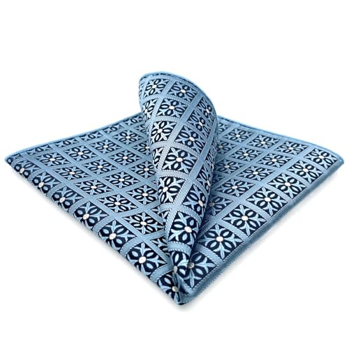 SHLAX&WING Designer Bleu Poche de poche Pour des Hommes Slate Bleu à carreaux à carreaux Nouveau...