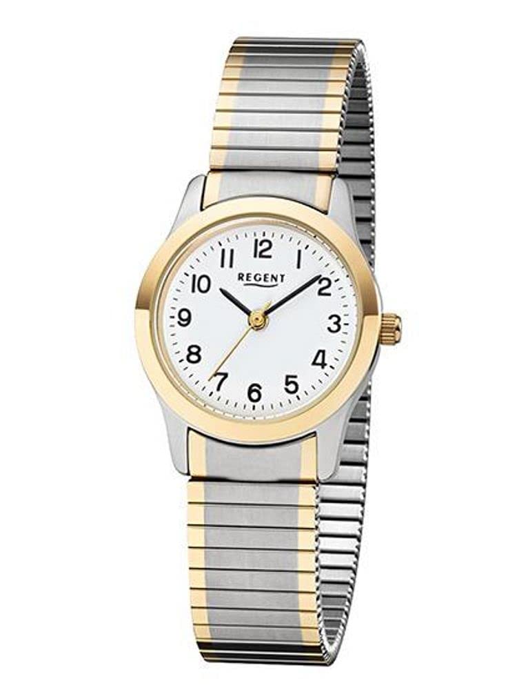 Regent 75650999 Edelstahl Damenuhr Zugband Bicolor