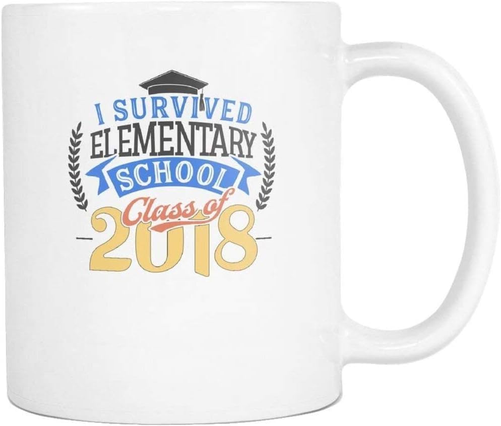 Funny Gift Idea Elementary School Graduation Coffee Mug Graduate Grad Funny Present - 11oz White Ceramic Mug Tea Cup - Survived 70810