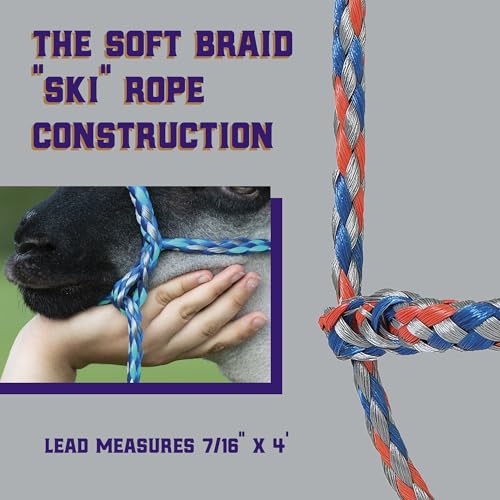 Weaver Livestock Braided Poly Rope Halter, 3/8" x 10" Modern, Adjustable, Soft Braid Sheep Halter, Livestock Equipment for Sheep, Goats - Thumbnail 3