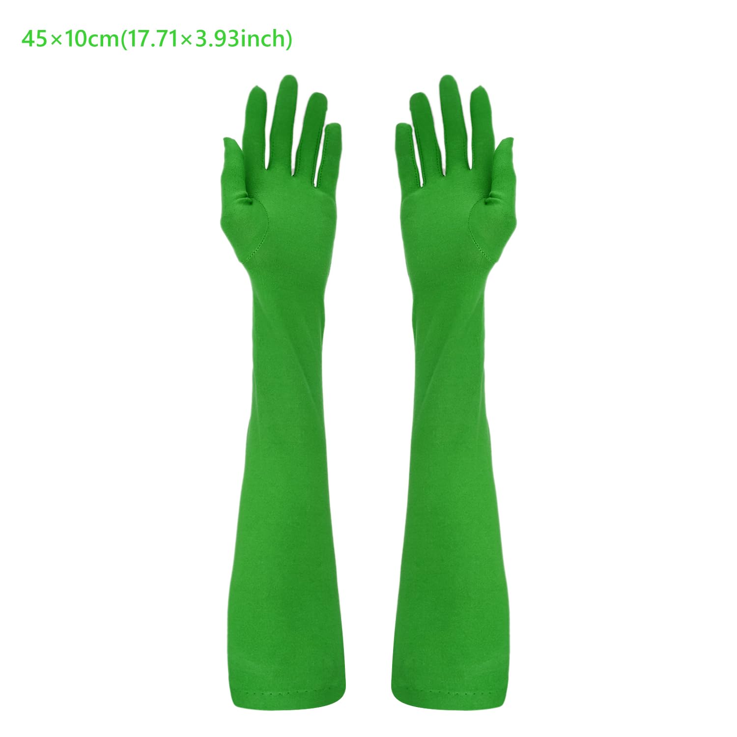 CHEERYMAGIC Long Elbow Satin Gloves, Evening Opera Glove 1920s Style Dance Fancy Dress Gloves for Wedding Prom Opera A4-XNST (Green-45) - Image 2
