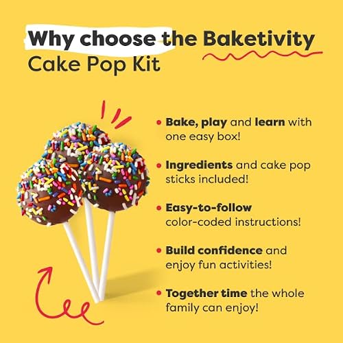 Baketivity Cake Pop Sticks Kids Baking Kit | Cake Pop Kit For Kids | Diy Beginner Cake Pop Supplies, Premeasured Ingredients Cake Pop Maker | Cake Pops Decorating Kit – Kids Cake Pop Baking Kit #TOP1