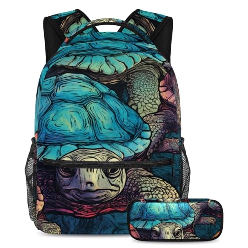 Sac à dos polyvalent Art Old Turtles 64 pour le lycée et les sorties