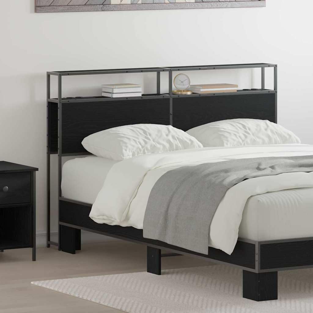 Lumanois Tête de lit de Rangement Chêne Noir Bois d'ingénierie Têtes et Pieds de lit Noir,859750