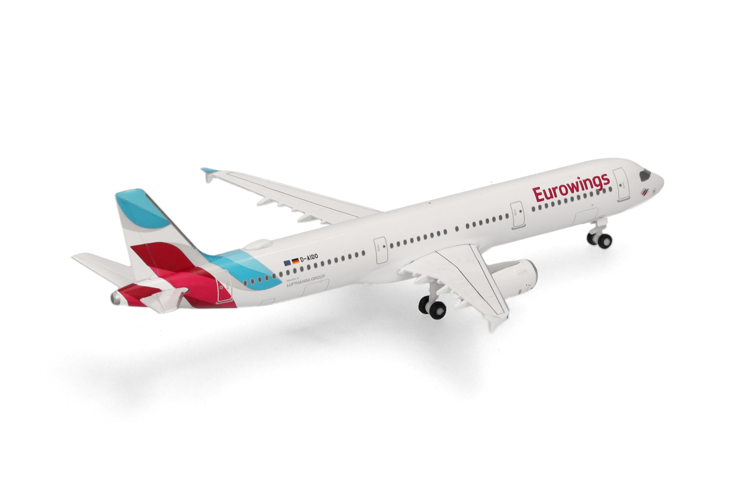 Herpa Modellflugzeug Eurowings Airbus A321-200, Miniatur im Maßstab 1:500, Sammlerstück, Flugzeug Modell ohne Standfuß, Metall