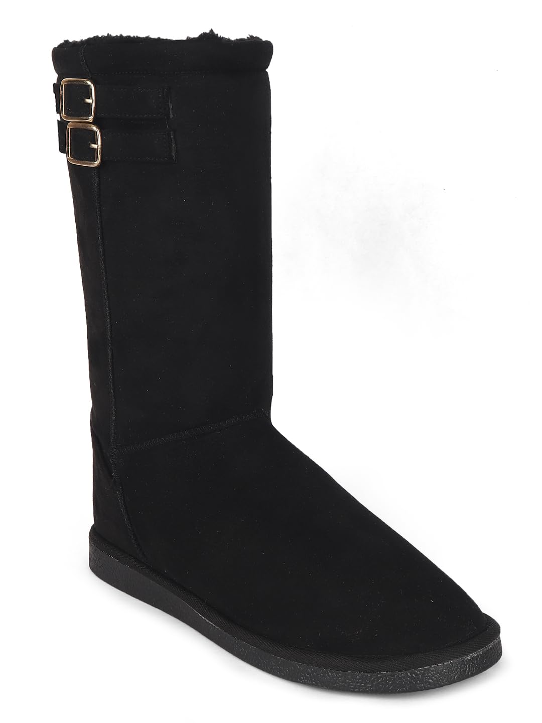 Women's Knee-high Winter Snug Boot with Decorative Buckle Straps-image-35