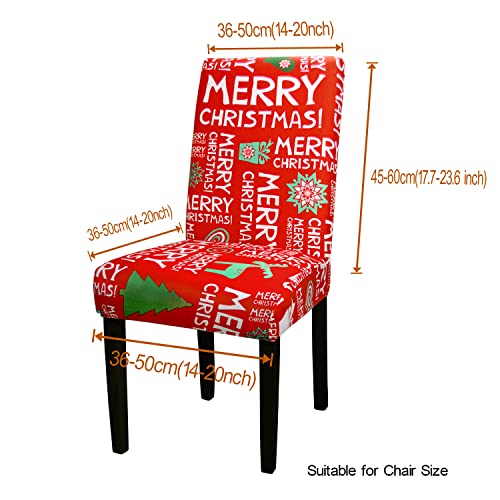 Yeession Set Of 4 Stretch Removable Washable Christmas Decoration Short Dining Chair Covers, Dining Room Chair Protector Seat Slipcover For Home Décor, Hotel (Christmas Red) #TOP1